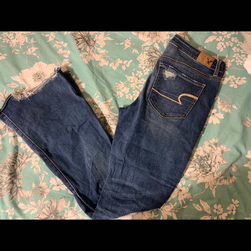 American Eagle Hi-Rise Distressed Bootcut